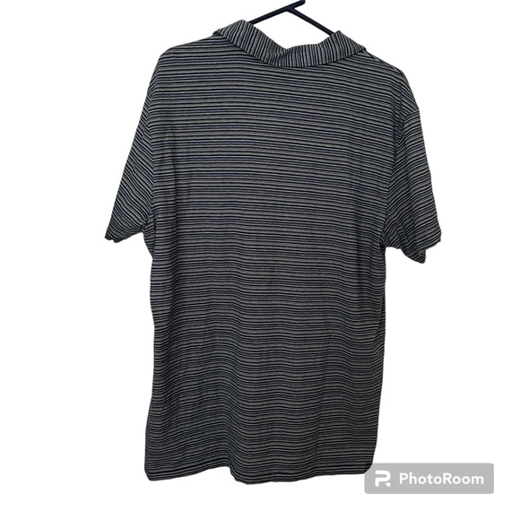 Men’s XL Express Blue Stripe V-Neck Short Sleeved Polo Shirt - Picture 2 of 2